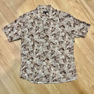 Peter Millar Shirt Crown Crafted Short Sleeve Button Down Linen Men's L Hawaiian